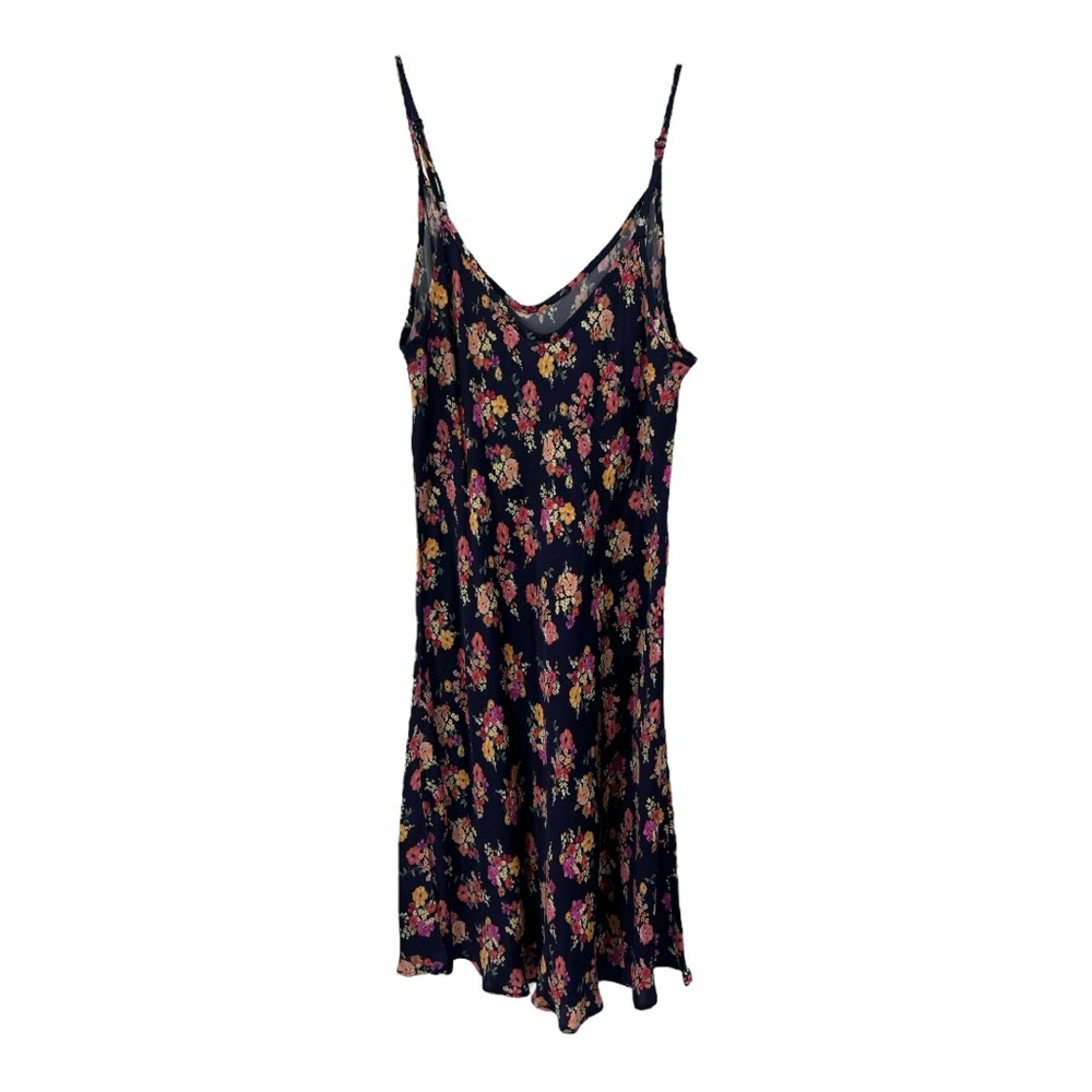 Floral Slip Chemise - Black with Pink Rose Print - Picture 2 of 10